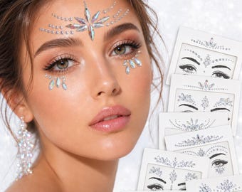 Rhinestone Face Stickers, Crystal Face Gems for Festival Makeup, Face Jewels, Rave Party Accessories, Euphoria Inspired Face Decor