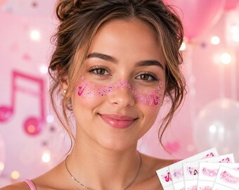 Music Festival Face Stickers for Women – 12 Style Soundwave Cheek Decals, Concert Aesthetic Makeup Accents & Party Photo Props