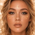 Gold Face Gem Stickers, Celestial Face Jewels, Festival Makeup Accessories, Star Moon Face Decals, Rave Party Beauty Stickers