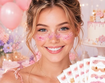 Luxury Adult Holiday Cheek Decals – Christmas Party Face Art Stickers, Elegant Festive Makeup Accents for Women Photo Booth Props