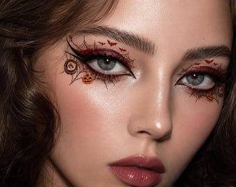 Halloween Eye Sticker Set for Women, Under Eye Makeup Stickers, Spooky Face Gems, Costume Eye Decals for Halloween Party Makeup