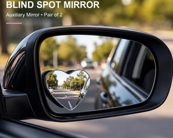 Hjärtformade dödvinkelspeglar i bilen, justerbara glasspeglar, par