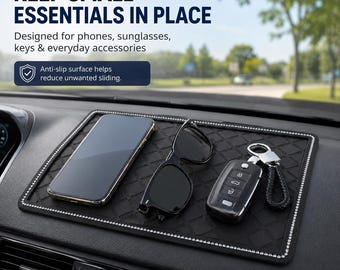 Svart halkfri matta till instrumentbrädan, telefon- och solglasögonmatta