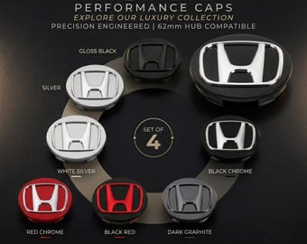 Honda Wheel Center Caps Set 4 | 62mm Alloy Rim Hub Emblem Covers (OEM Style)