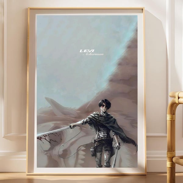 Levi Ackerman Poster, Attack on Titan Anime Art, Titan Battle Wall Decor, Print