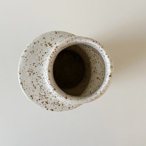 A-symmetrical vase white with brown speckled glaze image 3