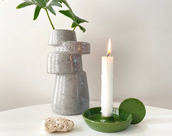 Candleholder bottle green, glossy