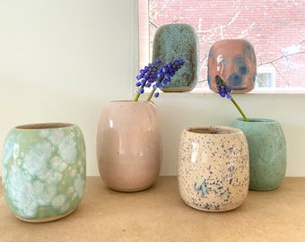 Tiny vases set of 3 colours mixed handmade and unique
