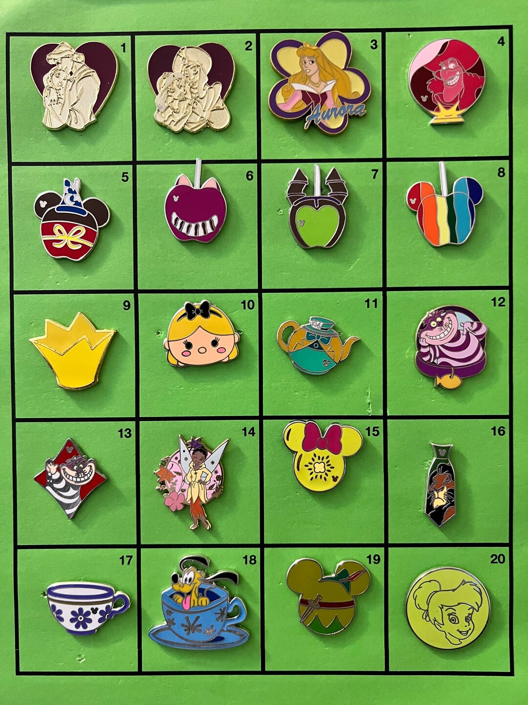 Disney Pins Set B Princess, Candy Apple, Alice in Wonderland