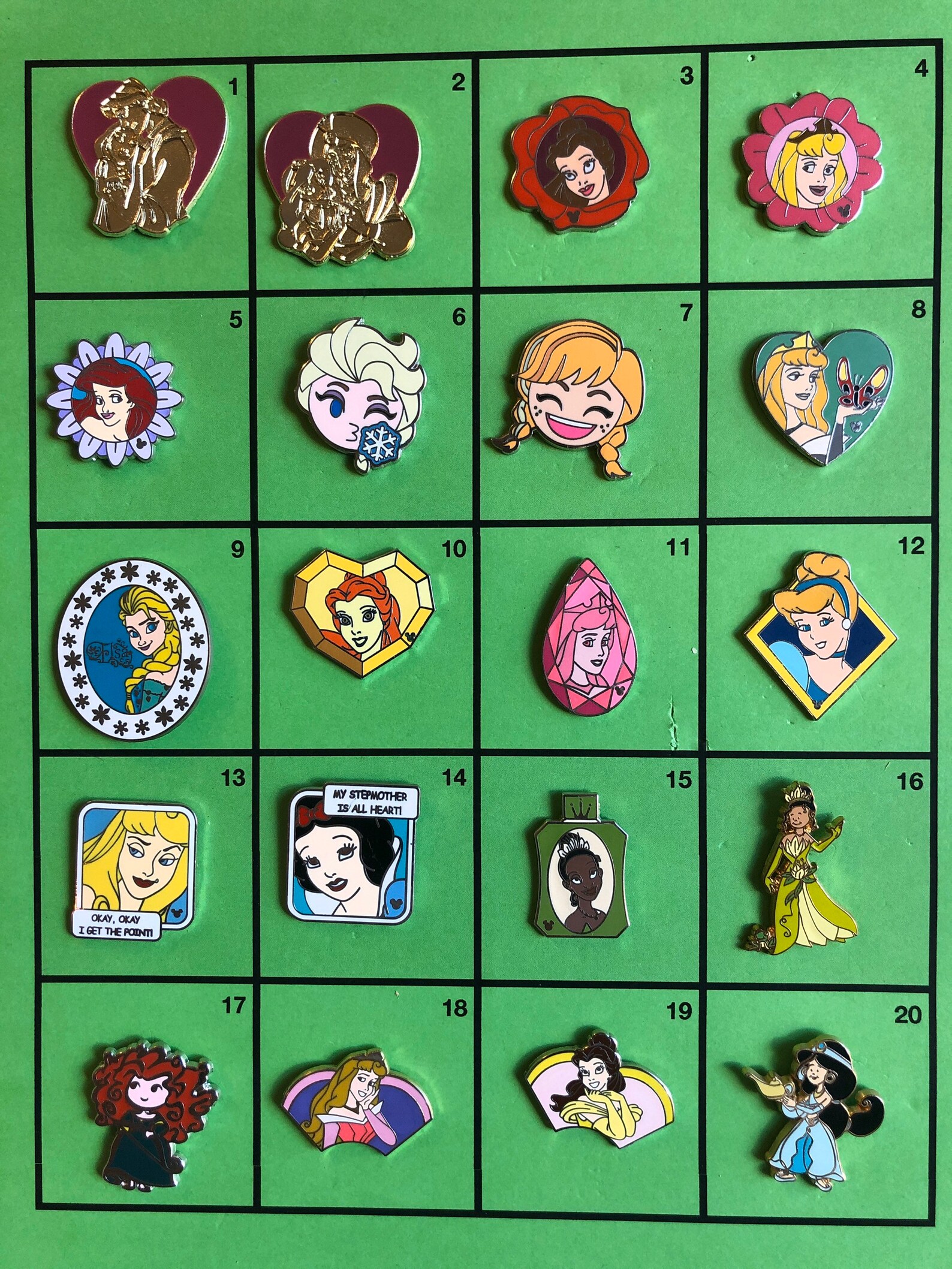 Disney Pins Set L Princess Etsy