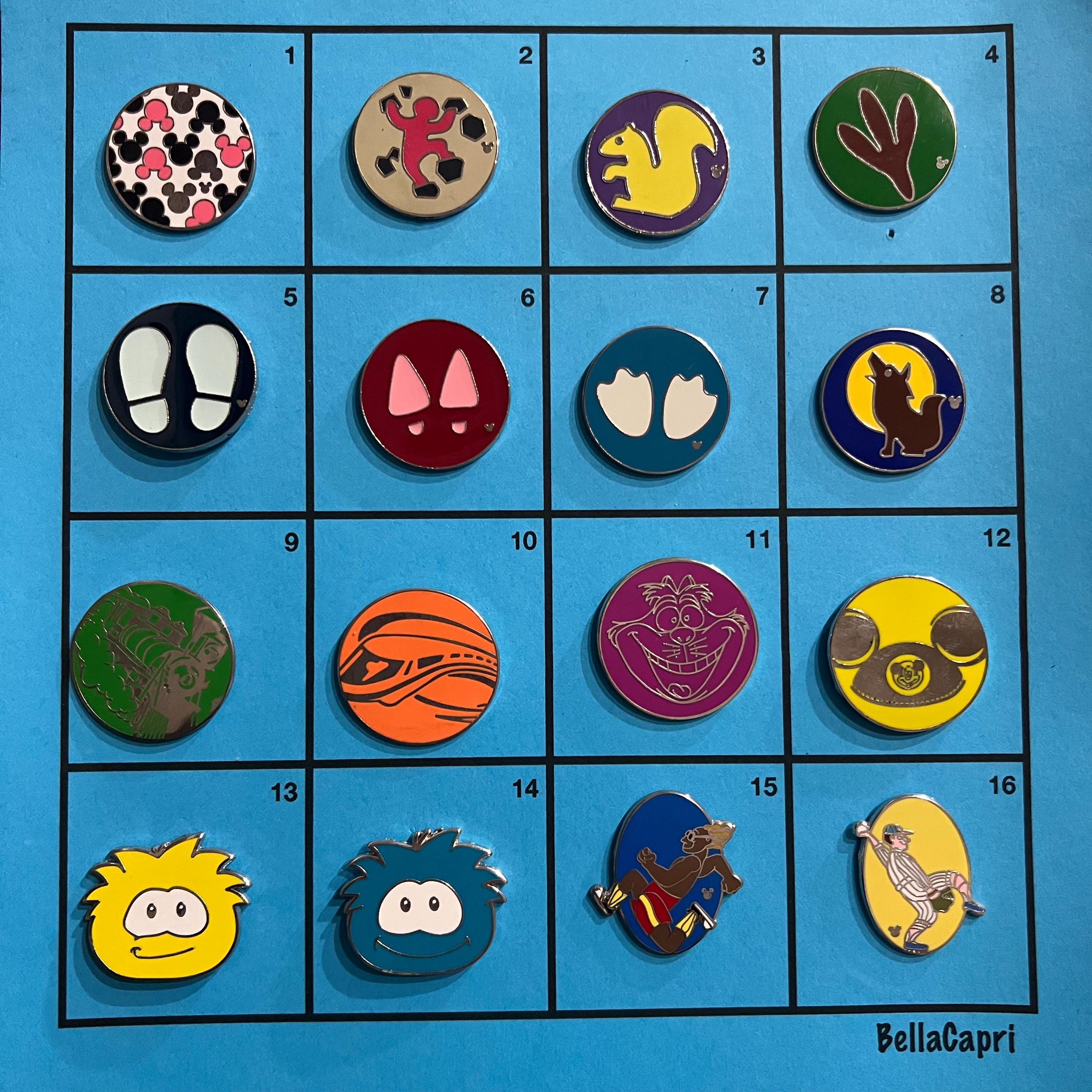Disney Pins - Set F - Circle, Hidden Mickey, Tigger, Icons