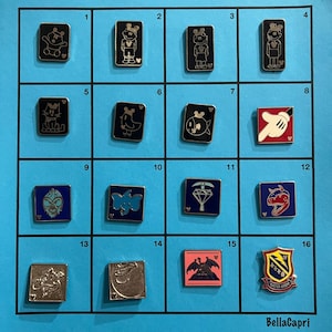 Disney Pins - Set E - Cars, icons, Hidden Mickey, car decal, Tow Mater, Dinosaur, Yeti, Mine Train, Family, pets, cat, dog, fish, chicken