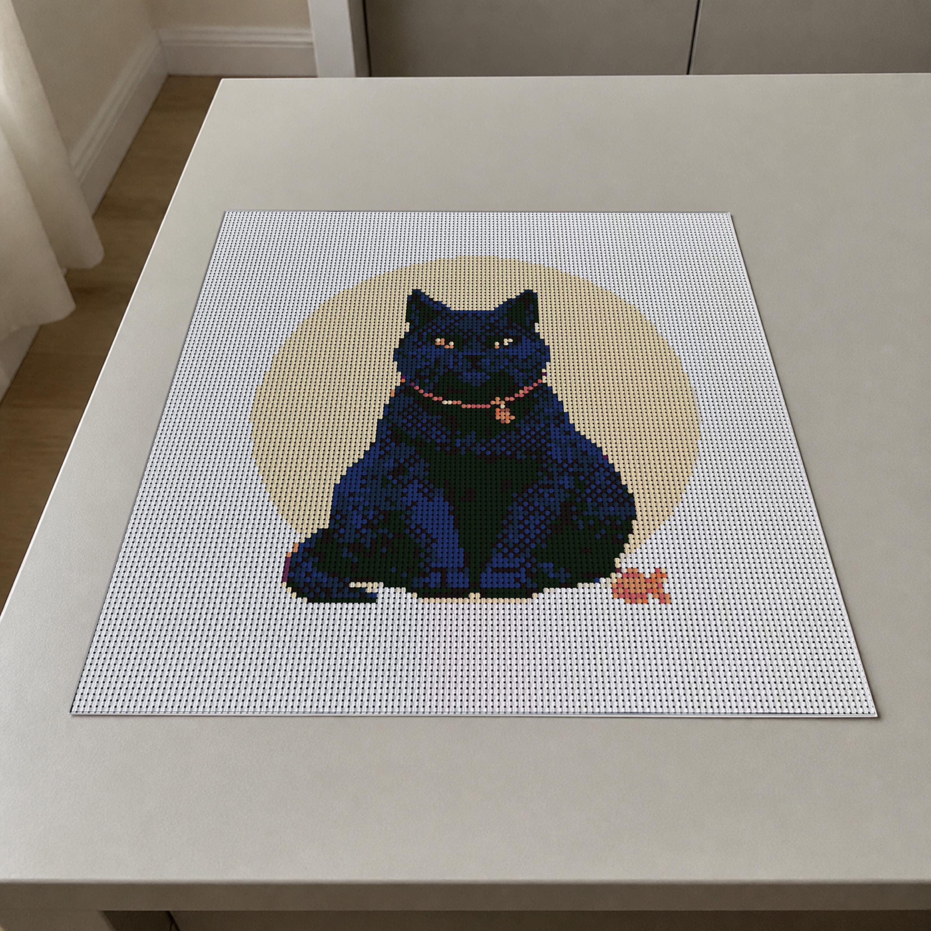 Black Cat Needlepoint Kit, Beginner Friendly, Printed Canvas DIY Craft (9 inches)