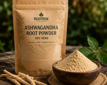 Poudre de racine d'ashwagandha | Withania somnifera, plante séchée, tisane ayurvédique, ingrédient en vrac