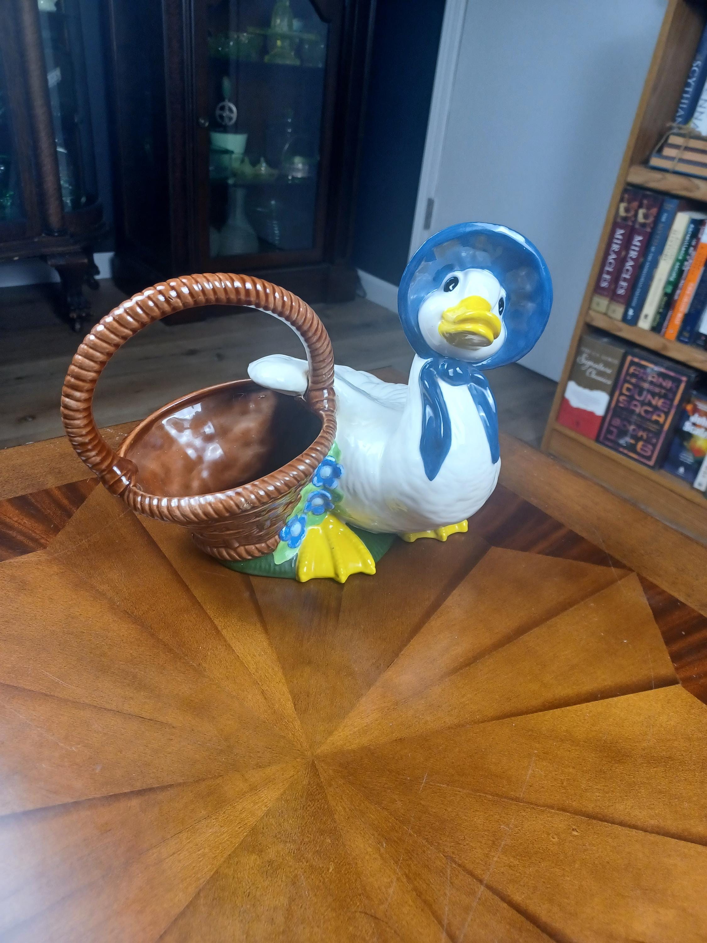 Vintage Ceramic Blue Duck Planter - Etsy