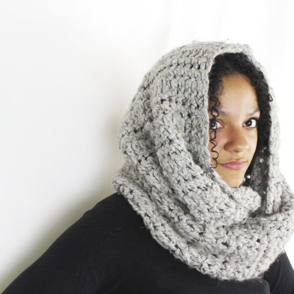 Chunky textured cowl scarf, Cowl scarf snood - The Guenevere cowl - Wool infinity scarf, Hooded scarf