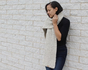 Chunky knit scarf in cream- The Seoul scarf- Korean fashion, Knit wool scarf, Gift idea