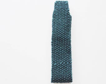 Men's modern knit necktie , Square bottom necktie -Blue tie- Gift for him