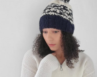 Womens winter hat, Knit slouchy hat - Knit hat with pom pom - The Iona, Faire isle hat, Gift for her