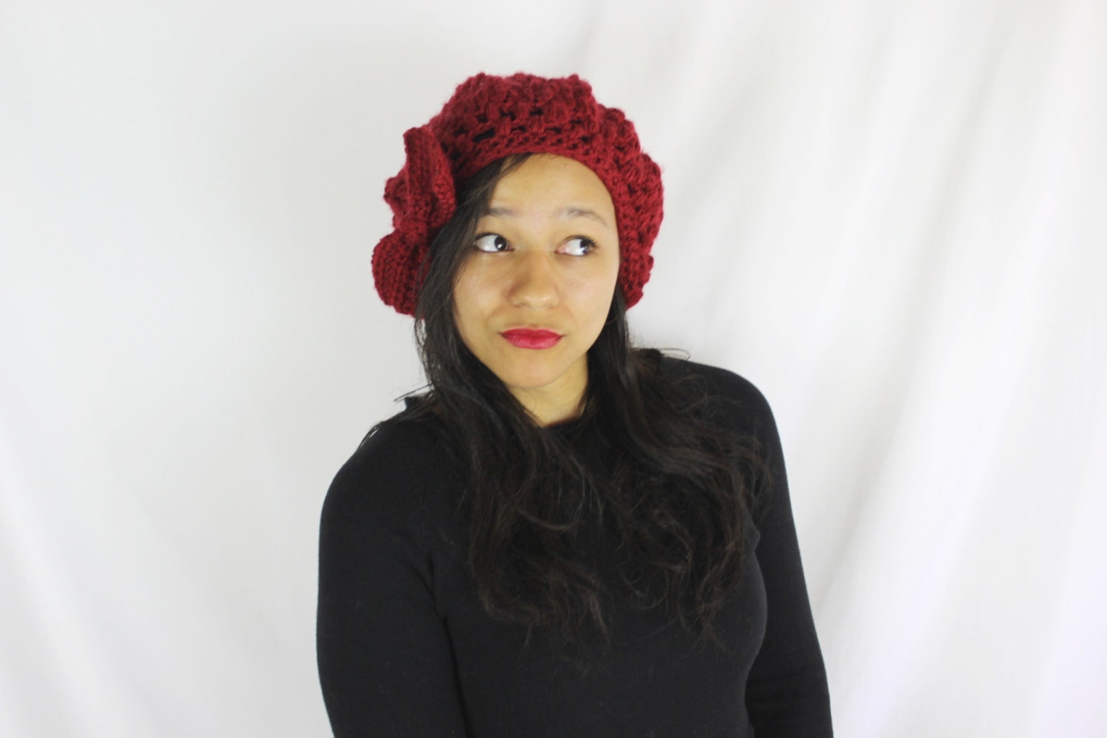 Women's Winter Hat Crochet Bow Hat Ladies Winter Hat Etsy