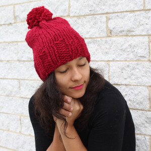 Women's winter hat, Knit slouchy hat, Red hat Knit skull cap The Pryanka, Unisex fashion, Gift idea, Korean fashion image 3