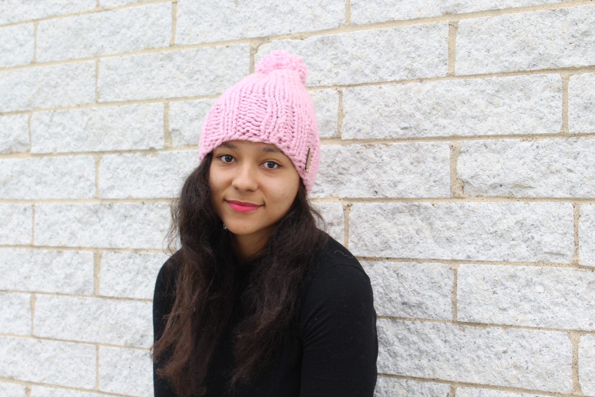 Womens Winter Hat Knit Slouchy Hat Pink 