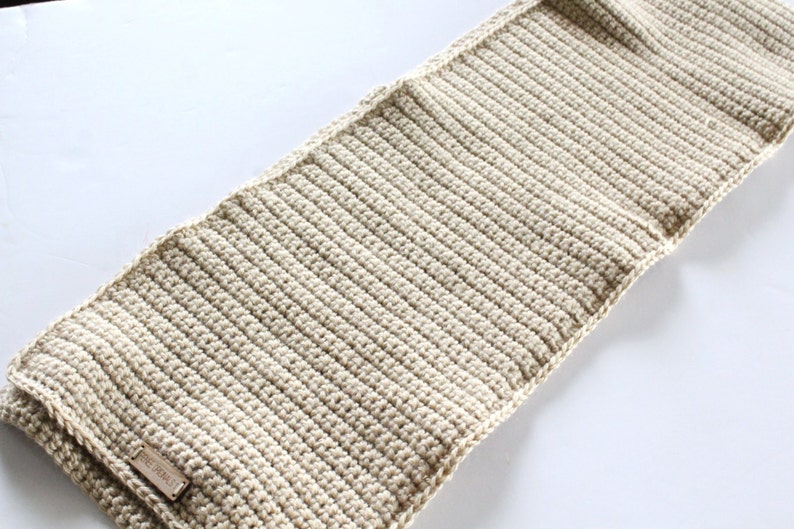 Men's crochet scarf, Open end scarf. Unisex scarf The Iwan Mens winter scarf, Solid scarf, Long scarf image 4