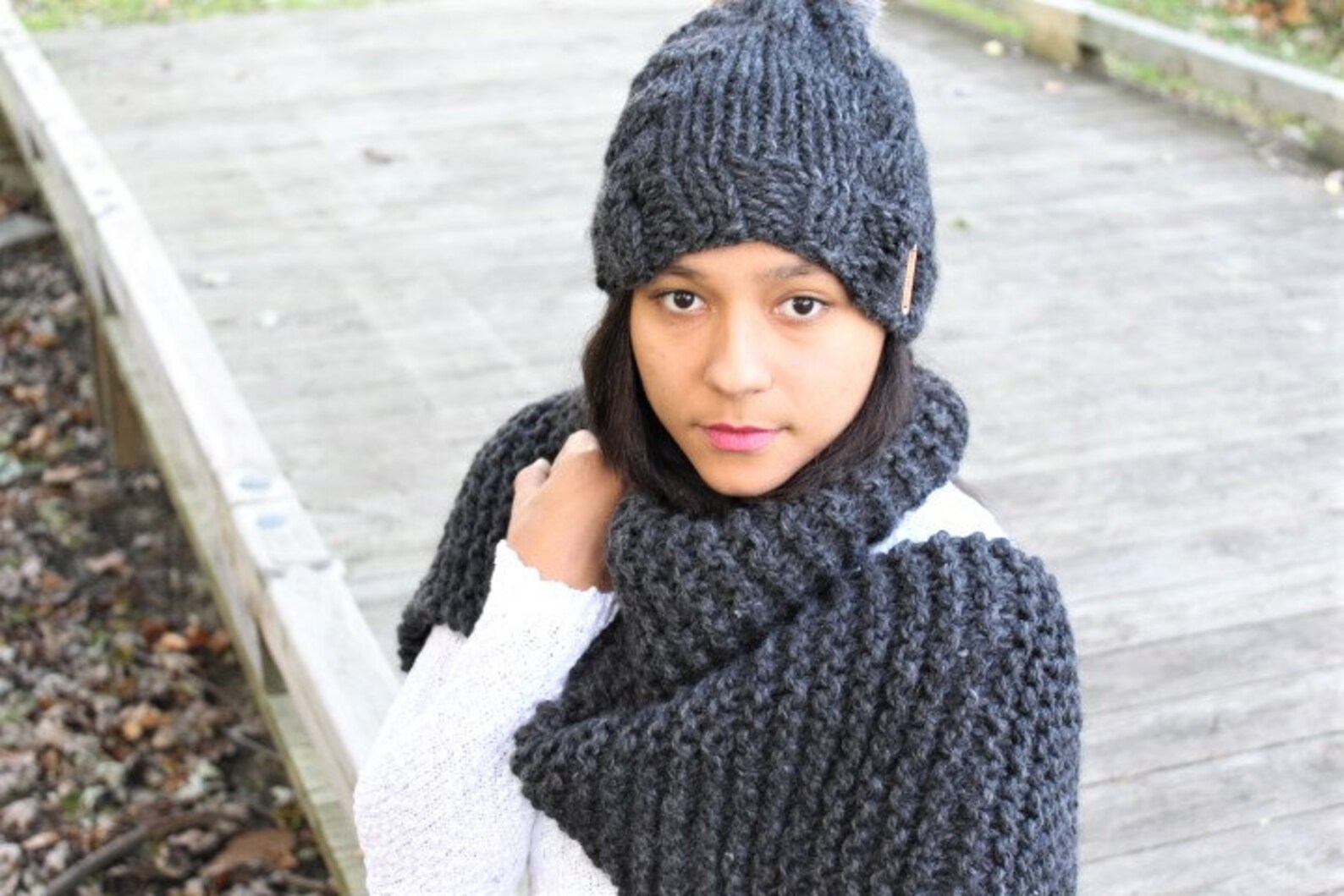 ziziFei - Braided Bow Knit Winter Hat