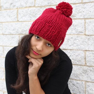 Women's winter hat, Knit slouchy hat, Red hat Knit skull cap The Pryanka, Unisex fashion, Gift idea, Korean fashion image 7