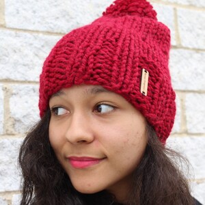 Women's winter hat, Knit slouchy hat, Red hat Knit skull cap The Pryanka, Unisex fashion, Gift idea, Korean fashion image 5