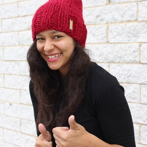 Women's winter hat, Knit slouchy hat, Red hat Knit skull cap The Pryanka, Unisex fashion, Gift idea, Korean fashion image 2