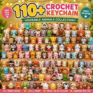 Pacchetto PDF con oltre 110 modelli di portachiavi amigurumi all'uncinetto / Mini progetti all'uncinetto carini / Download digitale immediato