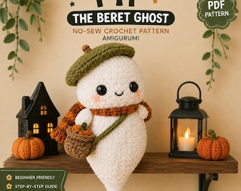 Patrón de fantasma a crochet en PDF / Amigurumi de Halloween / Patrón de fantasma a crochet sin costuras