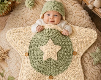 Crochet Baby Star Suit Pattern PDF | Baby Star Onesie Crochet Pattern | 6-7 Month Baby | Instant Download | Hooded Baby Wrap Pattern