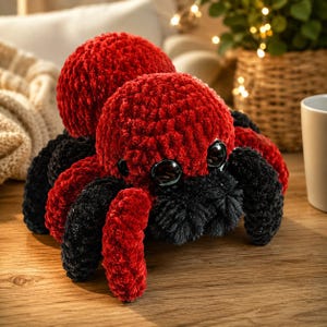 Padrão de crochê de aranha com costura mínima em PDF, Amigurumi de aranha sem costura, Tutorial de crochê de aranha de pelúcia, Padrão de crochê fofo para o Halloween, Download instantâneo