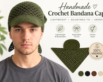 Patrón de gorro tipo bandana con visera de ganchillo, ligero y ajustable (descarga en PDF)