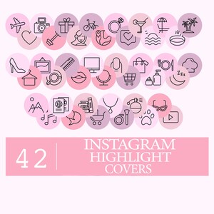 42 Instagram Story Highlight Covers, Pink Icons