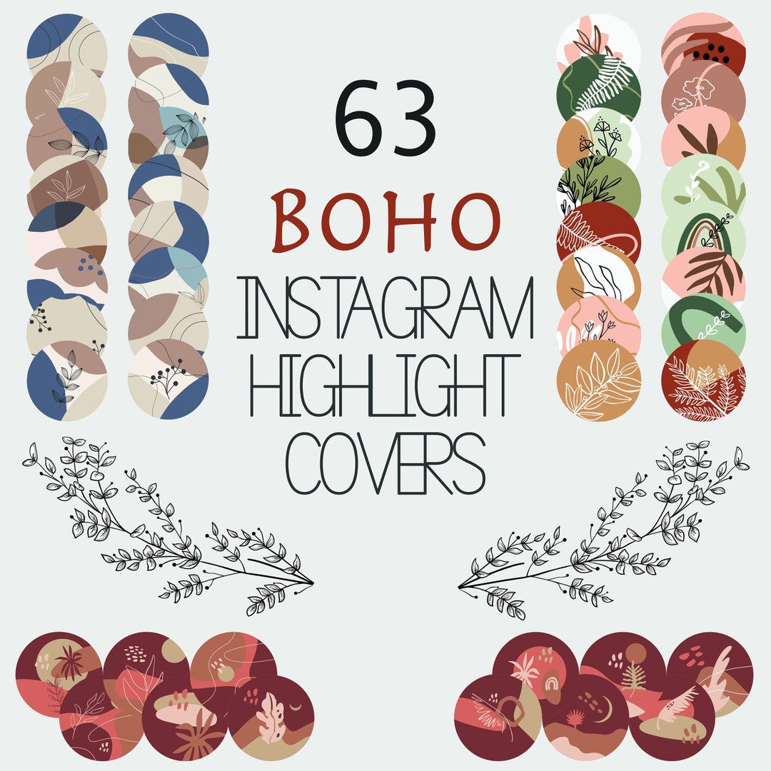 63 Boho Instagram Story Highlight Covers, Boho Icons Mauve Olive Navy ...
