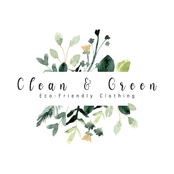 Clean and Green Logo Stars Shopify Home Decor Photography Boho Eco Friendly Hippie Simple Minimalistic Leaves Clothing Jewelry Boutique Blog