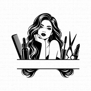 Beauty Salon Split Monogram SVG, Makeup Artist Frame PNG, Cosmetologist T-Shirt Graphic, Esthetician Design Cricut File, Instant Download