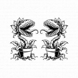 Köttätande växt SVG, Venus flugfälla T-shirt design, kuslig botanisk klippfil, monsterblomma grafik, omedelbar nedladdning
