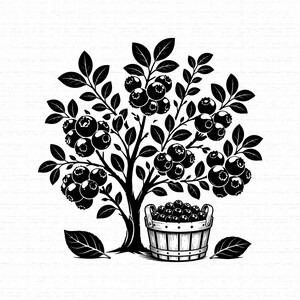 Blueberry Bush SVG, Garden Harvest Graphic, Berry Picking Design, Fruit Tree Art, Farm Fresh SVG, Gardening Decor, Instant Download