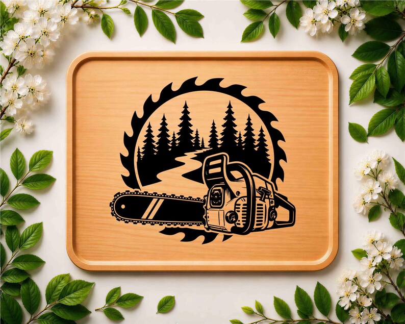 Pfad Design SVG-Datei „Kettensägenwald“, Grafik für Holzfäller-Sägeblätter, Design ...