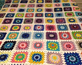 Queen size abuela cuadrada patchwork manta / afgana / edredón