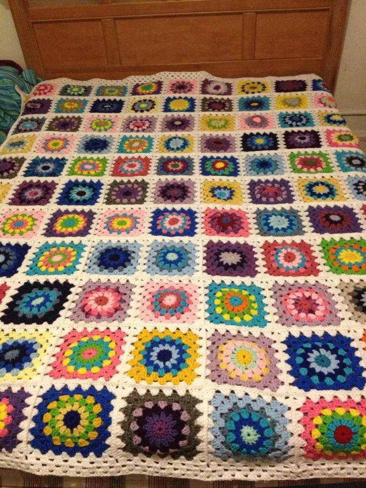 Queen Size Granny Square Patchwork Blanket/afghan/quilt Etsy