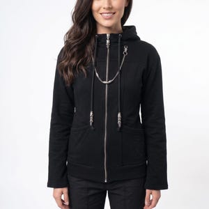 Kingdom Hearts Inspired Organization XIII Hoodie | Black Cosplay Hooded Jacket with Chain | Anime Gaming Hoodie
