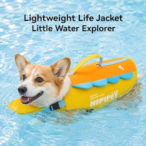 Dog Life Jacket with Chin Float, Adjustable Pet Swim Vest, Rescue Handle
