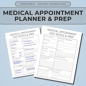 Medical Appointment Planner, Doctor Visit Notes, Chronic Illness Advocacy Journal, Spoonie Symptom Tracker, Binder, PDF (Digital Download)