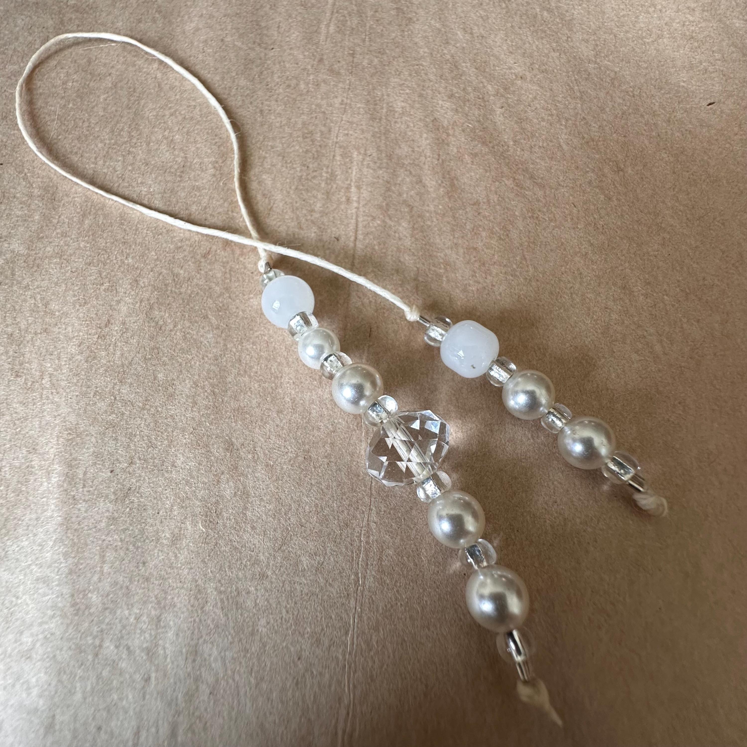 Beaded String Bookmark - Book Thong ~ White Pearl - Etsy