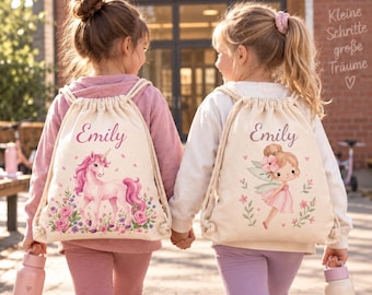 Personalisierter Turnbeutel für Kinder mit Namen | Wechselwäsche Kindergarten | Turnbeutel Schulkind